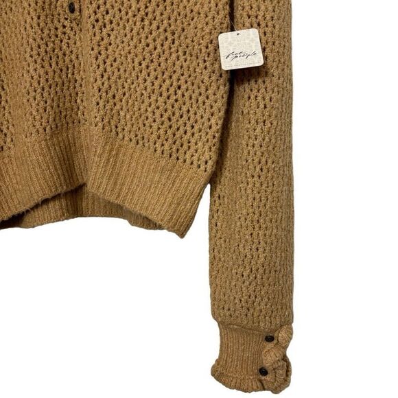 Free People Care FP Snowdrift Pullover Sweater in Camel Heather Size small new - Picture 13 of 13